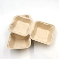 6 Zoll Einweg-Bagasse Takeaway Food Container Hamburg Box mit Deckel